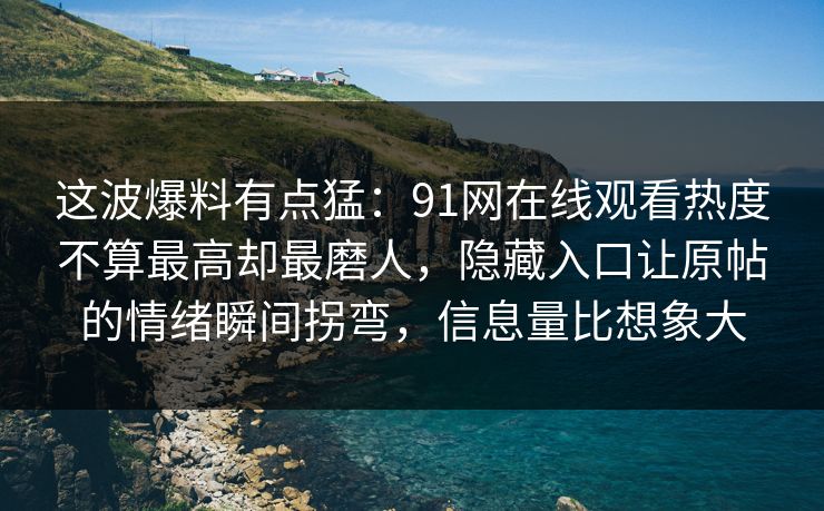 这波爆料有点猛：91网在线观看热度不算最高却最磨人，隐藏入口让原帖的情绪瞬间拐弯，信息量比想象大